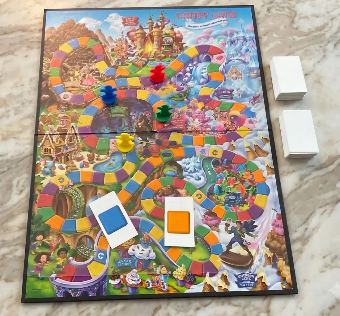 candyland boardgame on a table